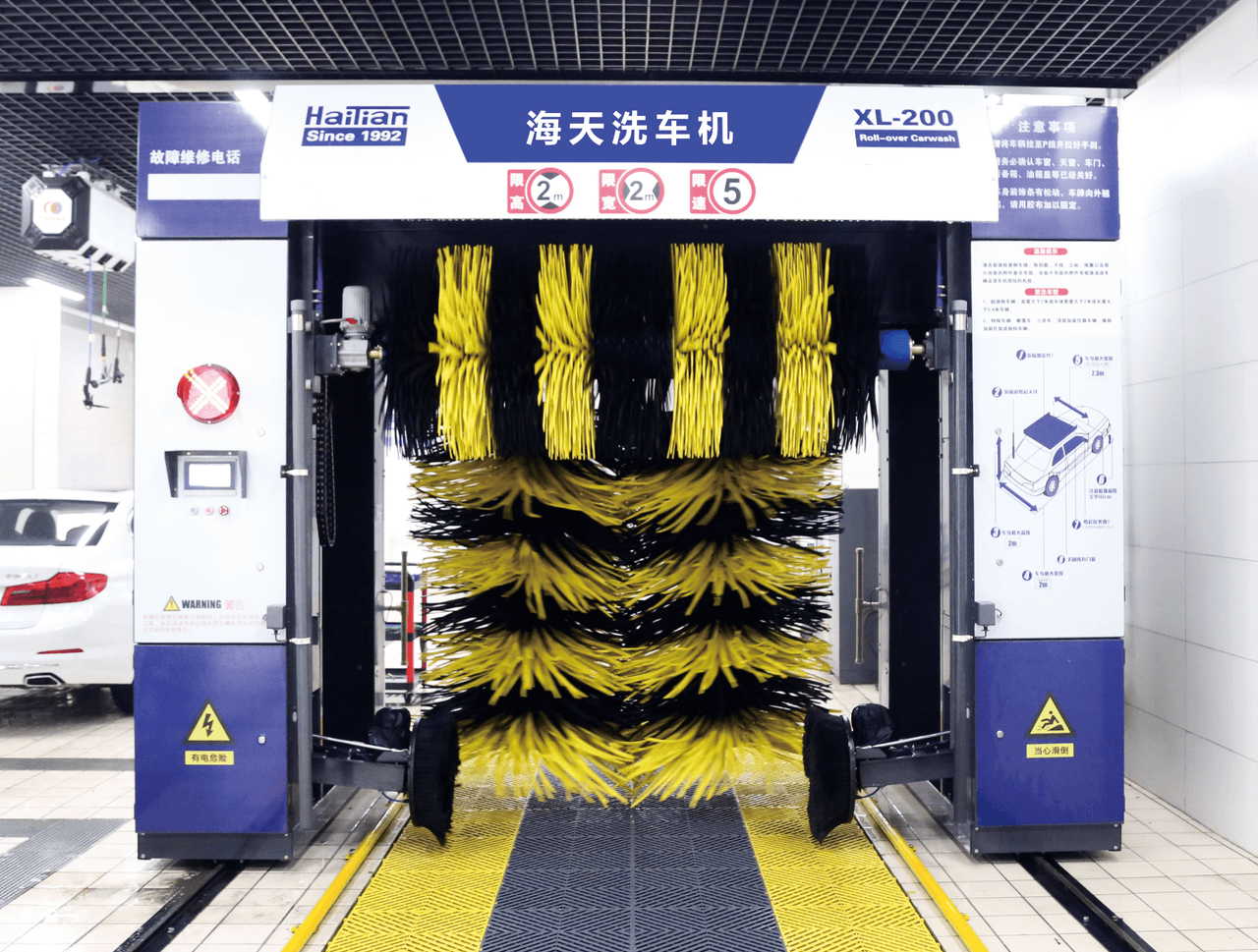 HyTian Rollover car wash system uses EVA wide-body brushes apply a smooth, even pressure curve