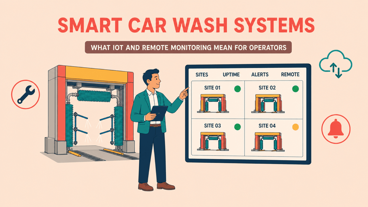Operator monitoring car wash equipment via a smart car wash system IoT dashboard | smart car wash system IoT